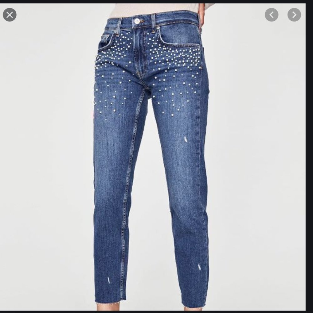 ZARA PEARL BOYFRIEND STRAIGHT LEG JEANS SZ 2